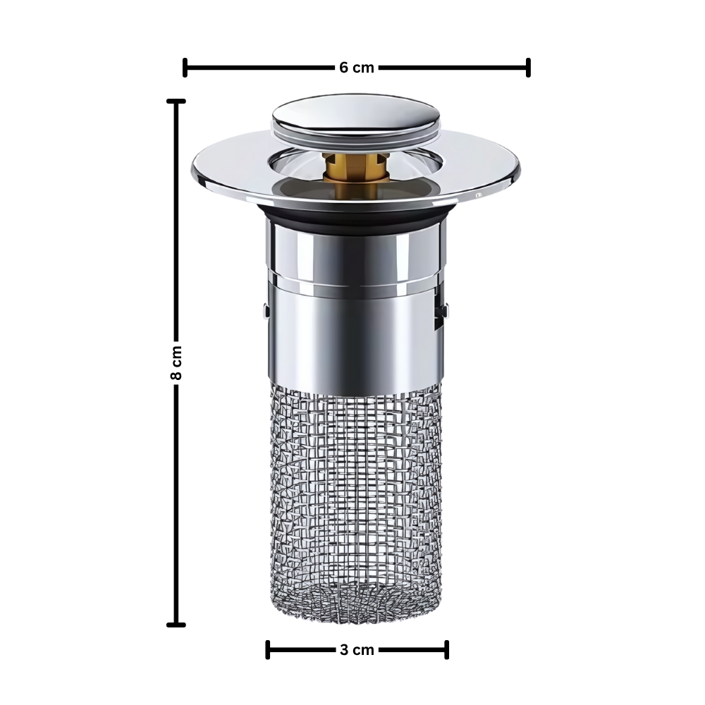 Pop Up Sink Drain Stopper with Basket Strainer