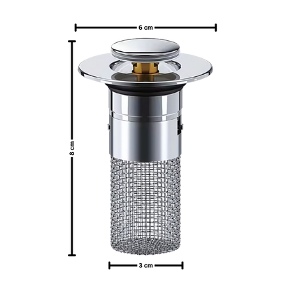 Pop Up Sink Drain Stopper with Basket Strainer