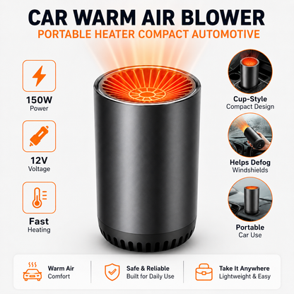 Portable 12V Car Heater with 150W Warm Air Blower for Defrosting