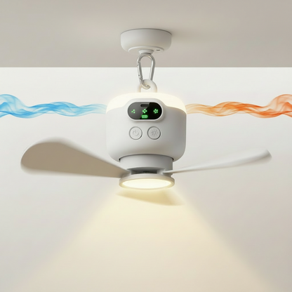 Portable Camping Fan with Remote Control LED Light Hanging Hook