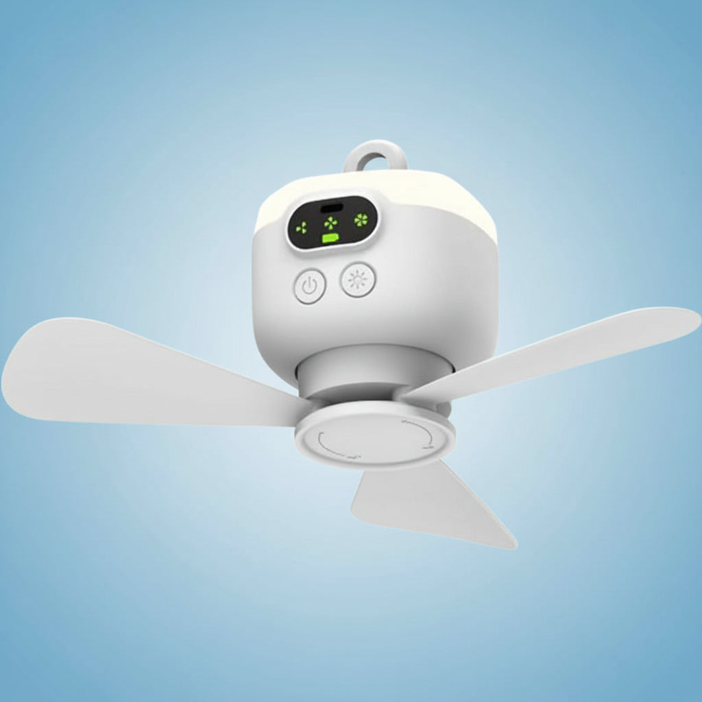 Portable Camping Fan with Remote Control LED Light Hanging Hook