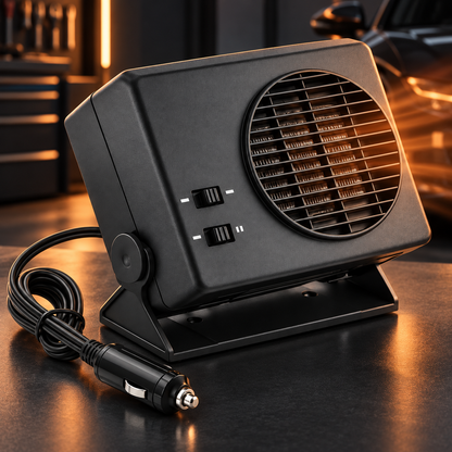 Portable Ceramic Car Heater with Heat & Fan Settings for 12V Vehicles