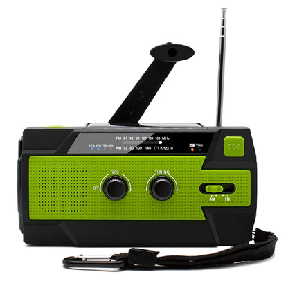 Draagbare noodradio met handslinger, opladen op zonne-energie, 4000mAh en zaklamp