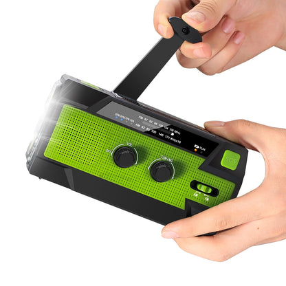 Draagbare noodradio met handslinger, opladen op zonne-energie, 4000mAh en zaklamp