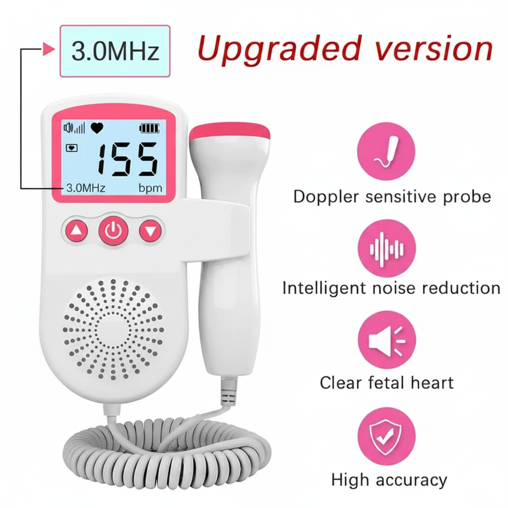Portable Fetal Heartbeat Monitor Digital Pregnancy Doppler