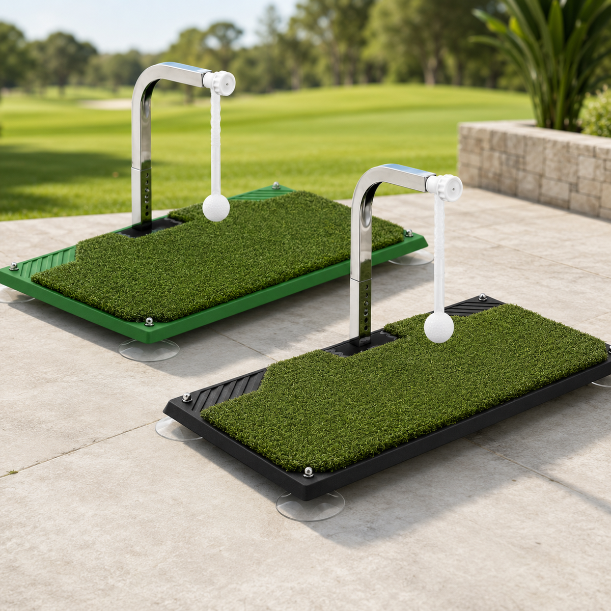 Portable Foldable Golf Swing Trainer with Adjustable Height and Tethered Ball