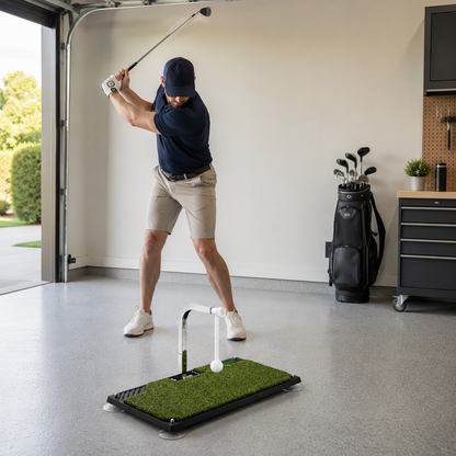 Portable Foldable Golf Swing Trainer with Adjustable Height and Tethered Ball