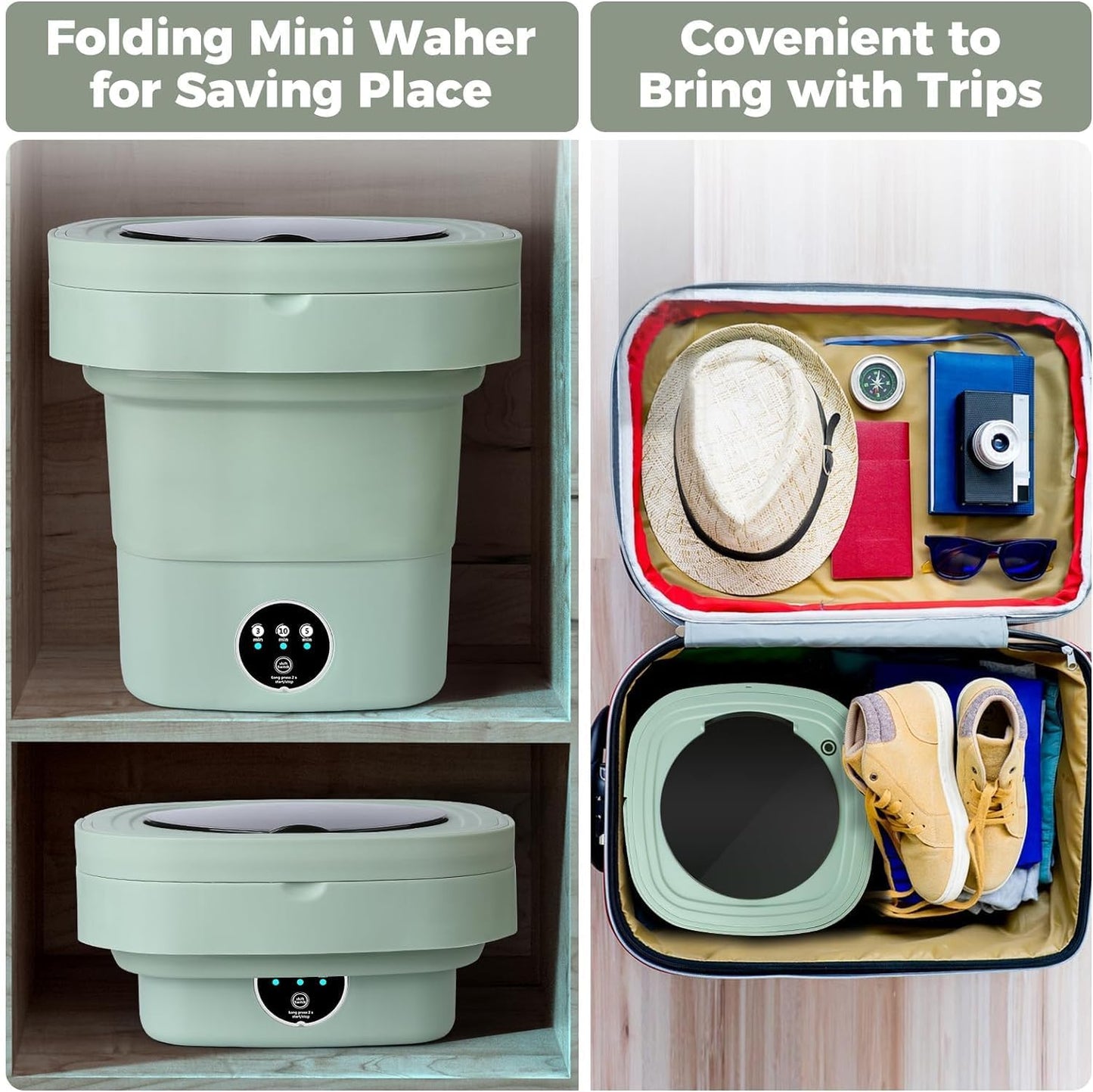 Portable Foldable Mini Washing Machine With Dryer