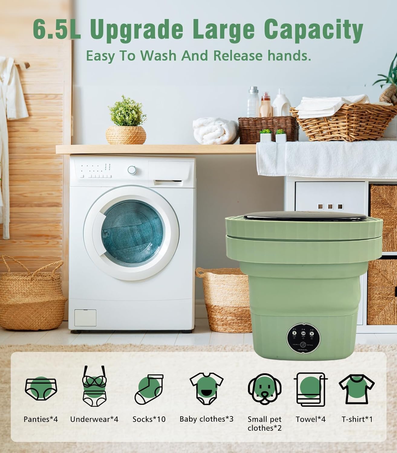 Portable Foldable Mini Washing Machine With Dryer