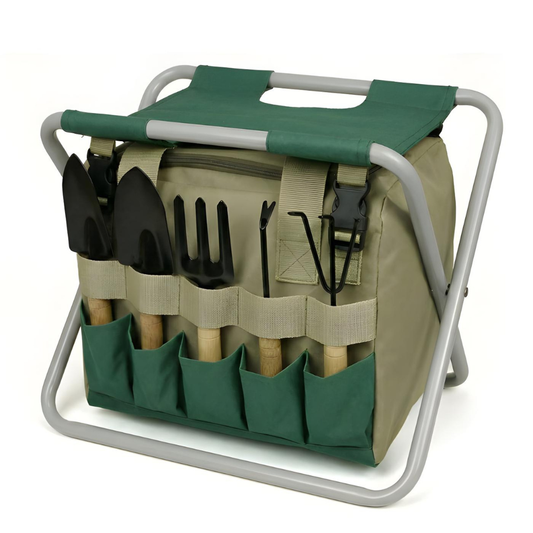 Portable Garden Tool Set Folding Stool Gardening Kit