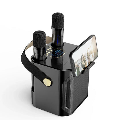 Portable Karaoke Speaker with Bluetooth, Two Wireless Microphones and LED Display
