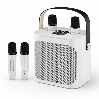 Portable Karaoke Speaker with Bluetooth, Two Wireless Microphones and LED Display