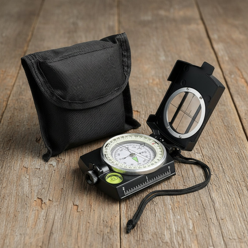 Portable Lensatic Compass Aluminum Hiking Navigation Tool for Outdoor Use