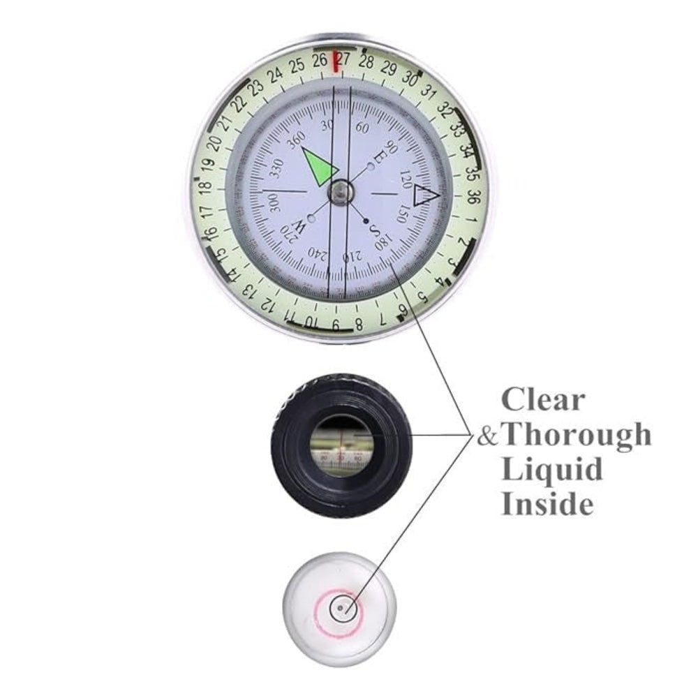 Portable Lensatic Compass Aluminum Hiking Navigation Tool for Outdoor Use
