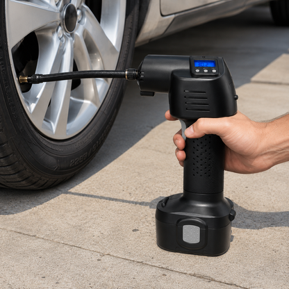 Portable Rechargeable Tyre Inflator with Digital Pressure Gauge