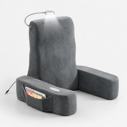 Draagbare vibrerende rugsteunmassage met warmte, zakken en LED-leeslamp