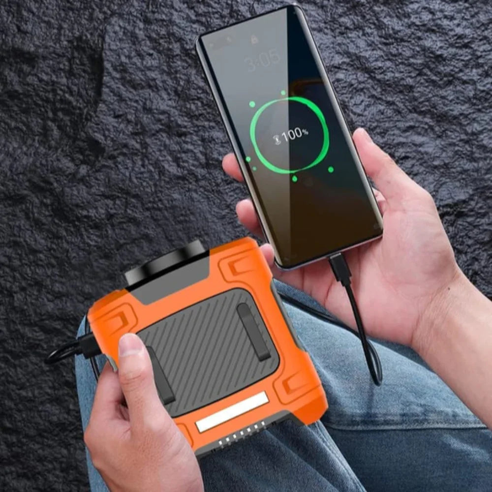 Portable Waist Fan Power Bank Flashlight for Outdoor Use