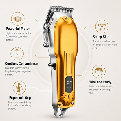 Powerful Hair and Beard Trimmer with Sharp Blades for Skin Fades