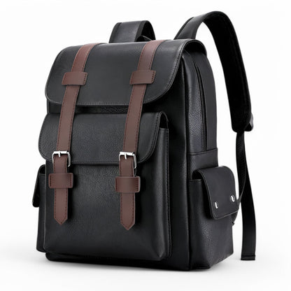 Premium Leather Laptop Backpack USB Travel Business