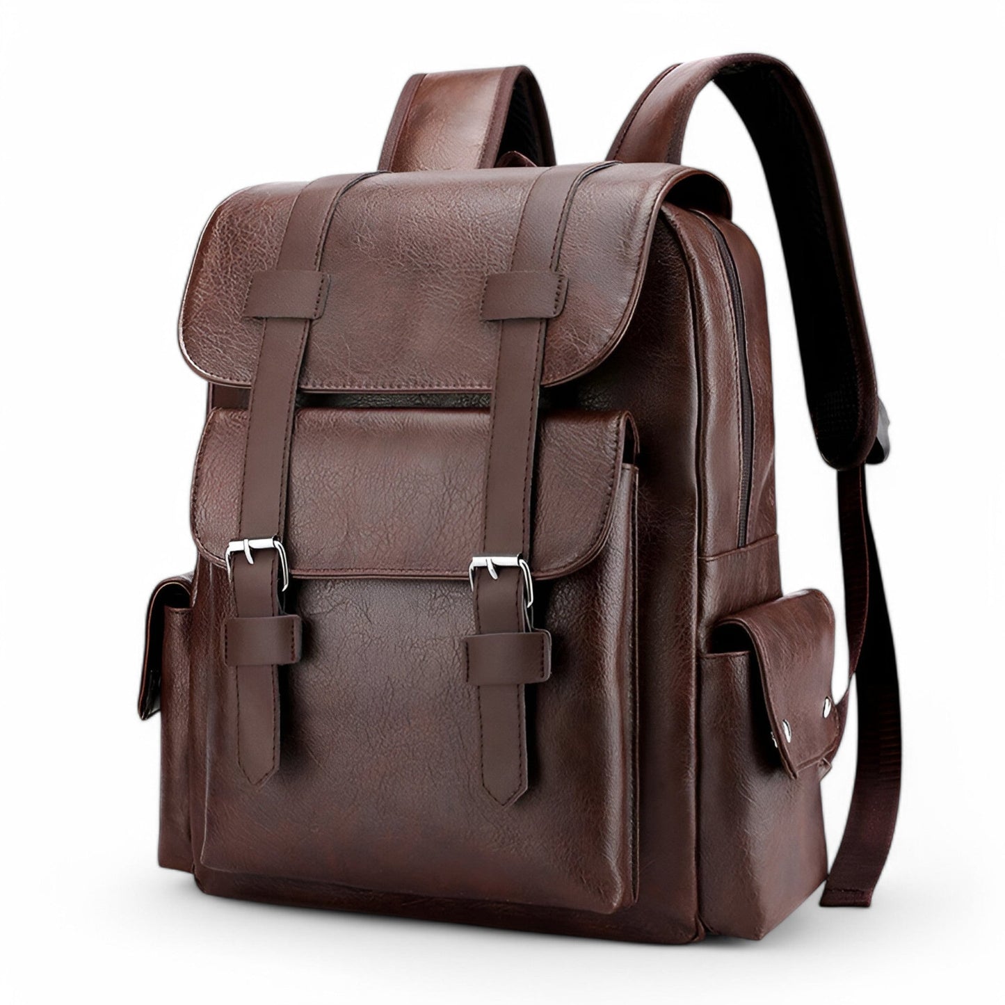 Premium Leather Laptop Backpack USB Travel Business
