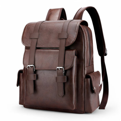 Premium Leather Laptop Backpack USB Travel Business