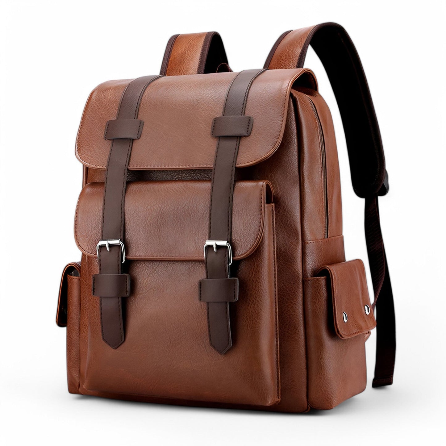 Premium Leather Laptop Backpack USB Travel Business