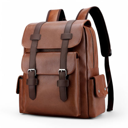 Premium Leather Laptop Backpack USB Travel Business