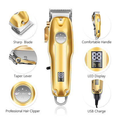Professional Hair Trimmer Kit Cordless Beard Clipper Set