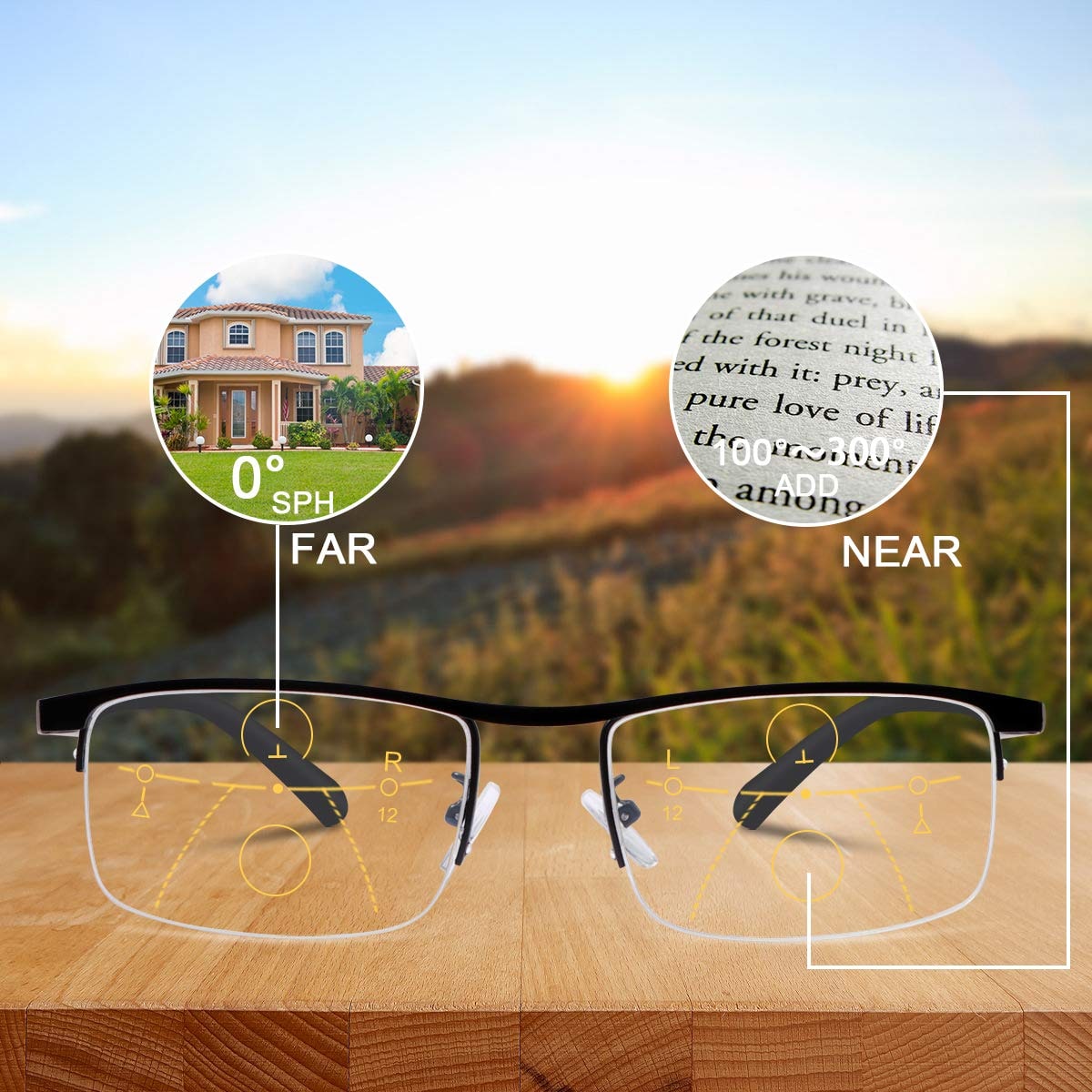 Progressive Reading Glasses Blue Light Photochromic Lenses