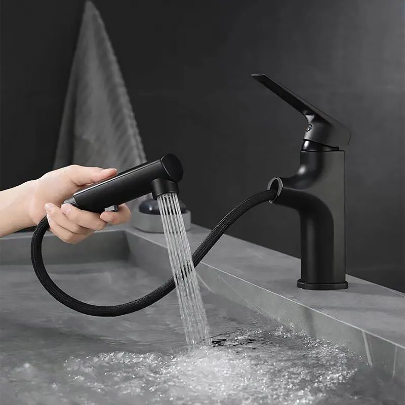 Pull Out Single Handle Bathtub Faucet Swivel Mixer Tap