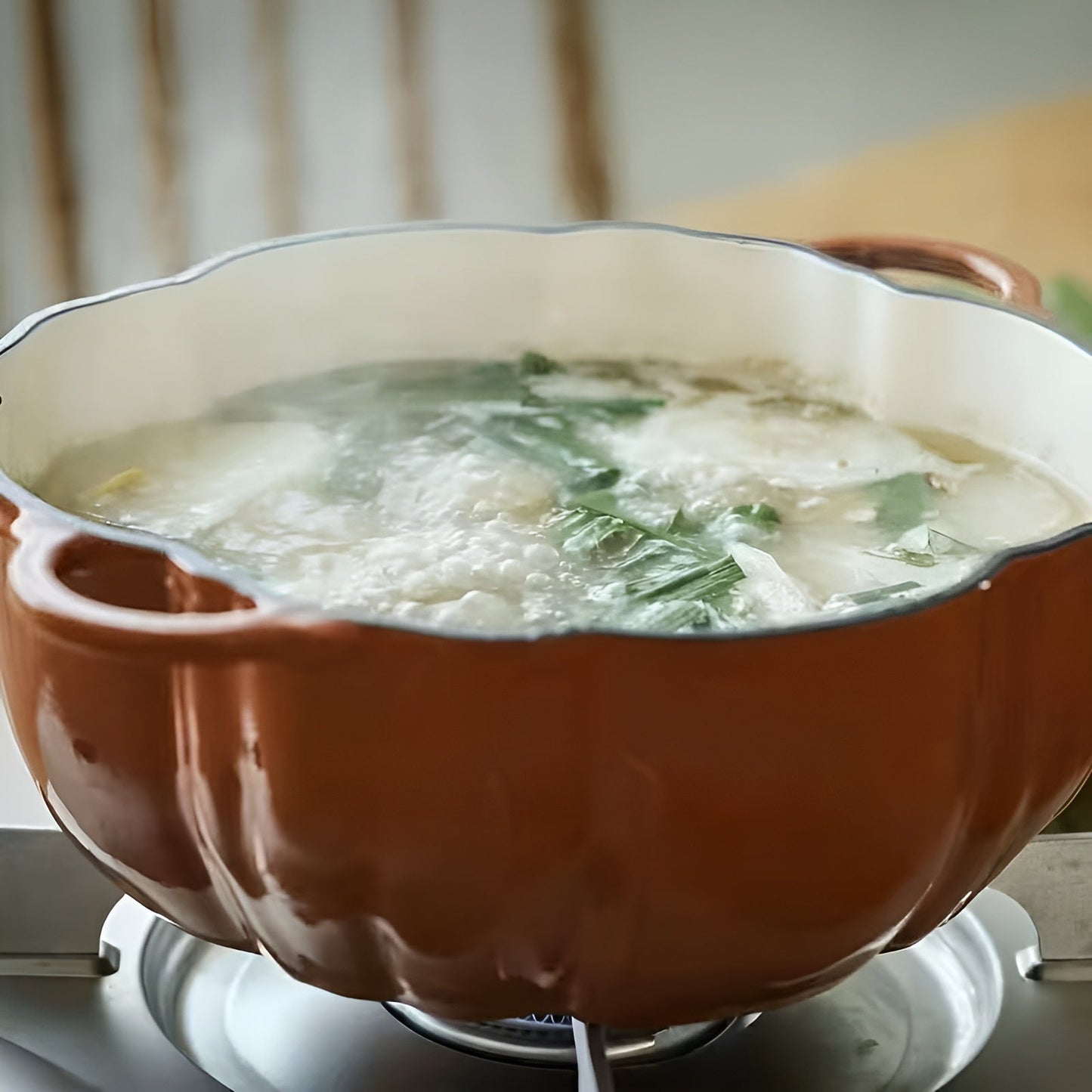 Pumpkin Enamel Cooking Pot Soup Stew Casserole Pan