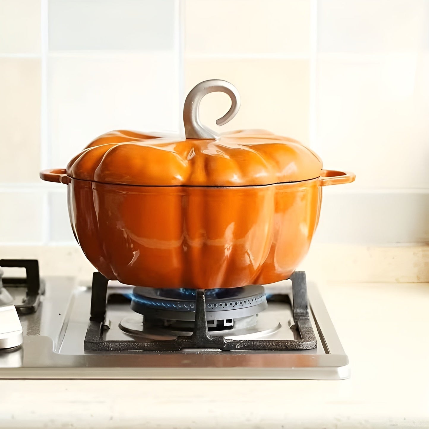 Pumpkin Enamel Cooking Pot Soup Stew Casserole Pan