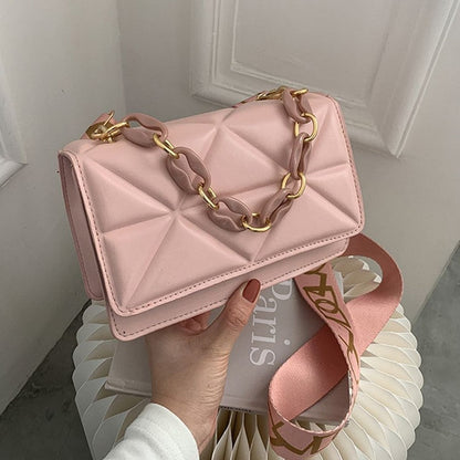 Quilted Crossbody Handbag Chain Strap Womens Fashion Shoulder Bag