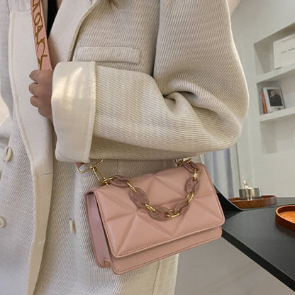 Quilted Crossbody Handbag Chain Strap Womens Fashion Shoulder Bag