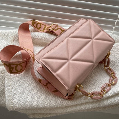 Quilted Crossbody Handbag Chain Strap Womens Fashion Shoulder Bag