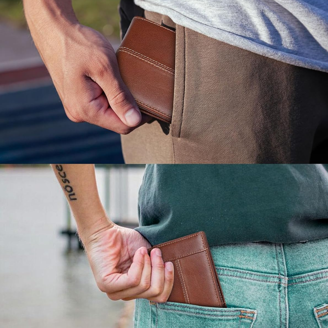 RFID Blocking Leather Bifold Wallet Mens Card Holder Cash Wallet