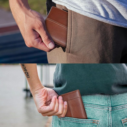 RFID Blocking Leather Bifold Wallet Mens Card Holder Cash Wallet