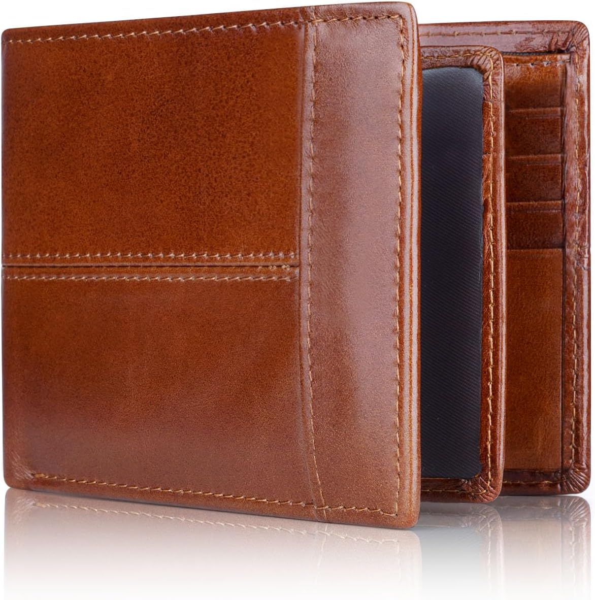 RFID Blocking Leather Bifold Wallet Mens Card Holder Cash Wallet