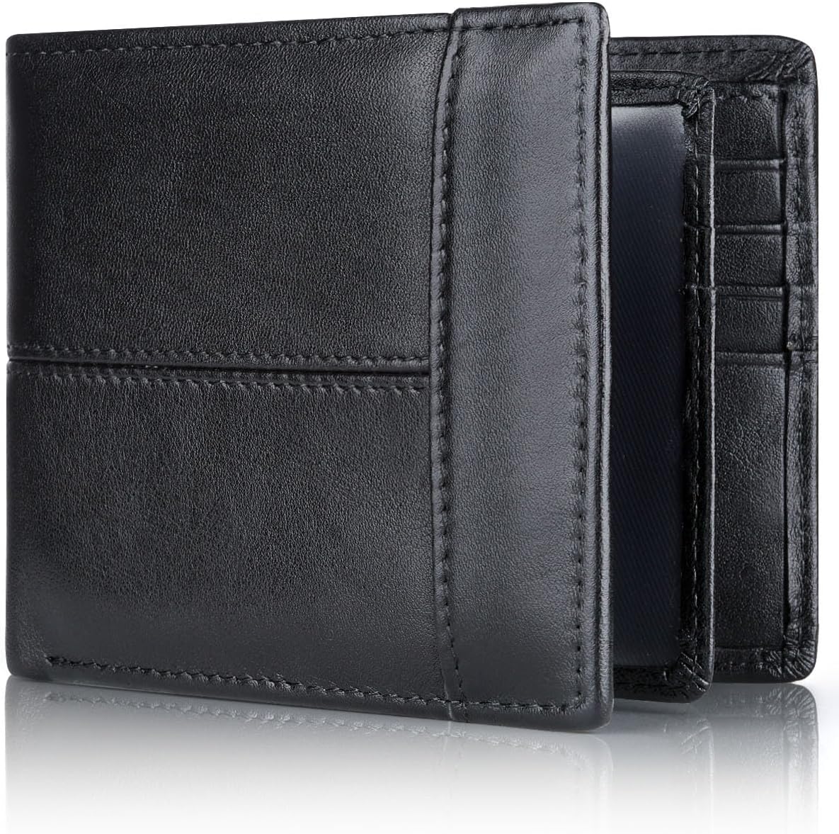 RFID Blocking Leather Bifold Wallet Mens Card Holder Cash Wallet