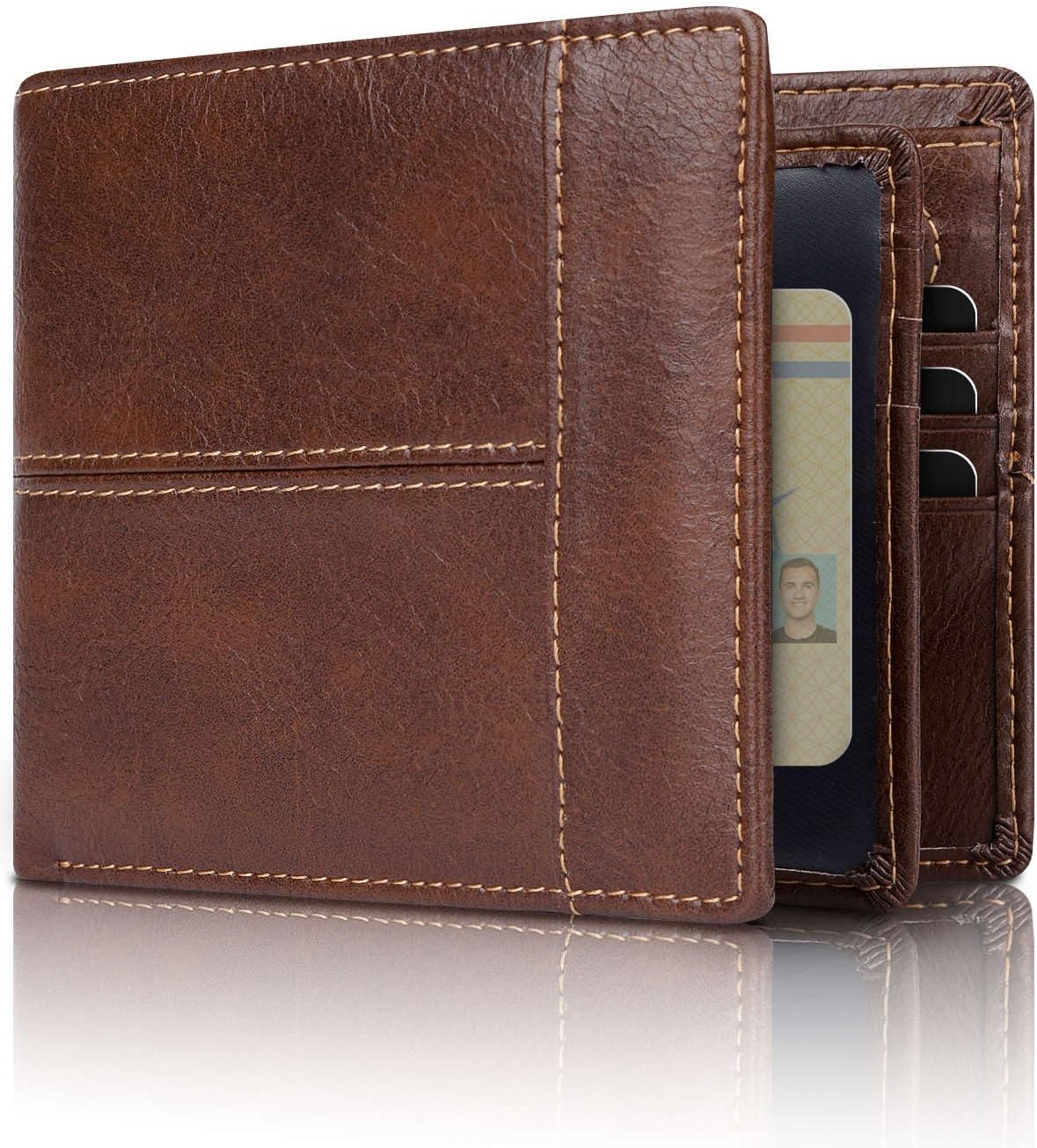 RFID Blocking Leather Bifold Wallet Mens Card Holder Cash Wallet