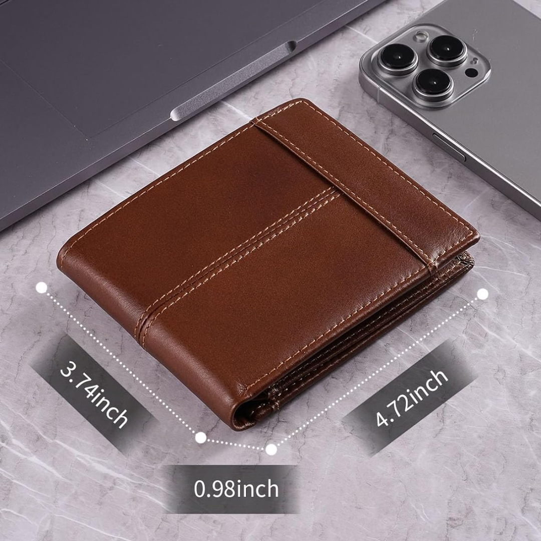 RFID Blocking Leather Bifold Wallet Mens Card Holder Cash Wallet