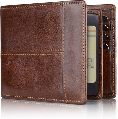 RFID Blocking Leather Bifold Wallet Mens Card Holder Cash Wallet