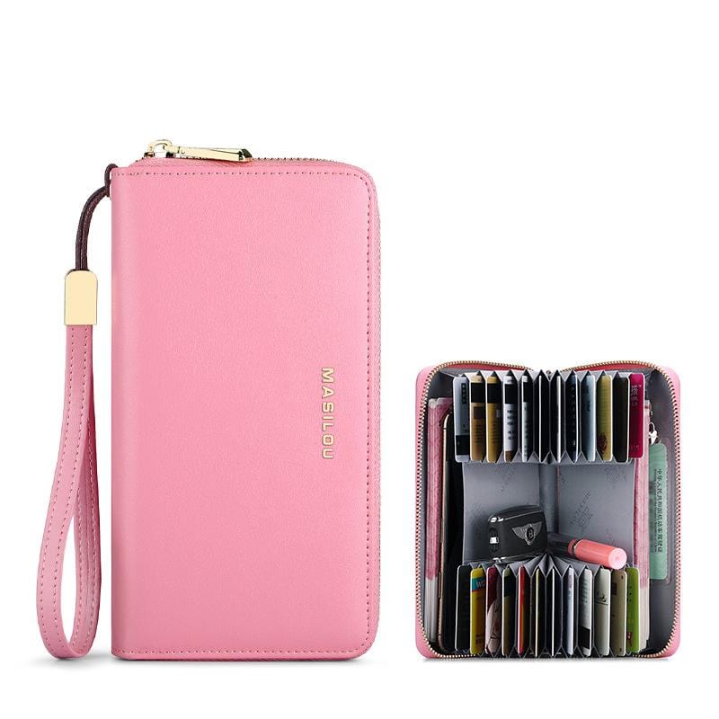 RFID Blocking Long Wallet Unisex PU Leather Card Holder