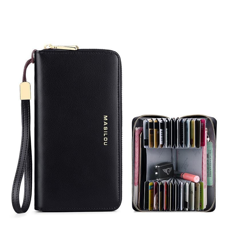 RFID Blocking Long Wallet Unisex PU Leather Card Holder