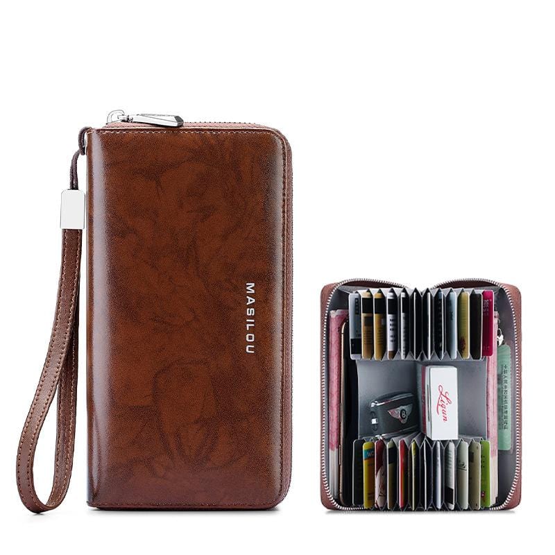 RFID Blocking Long Wallet Unisex PU Leather Card Holder
