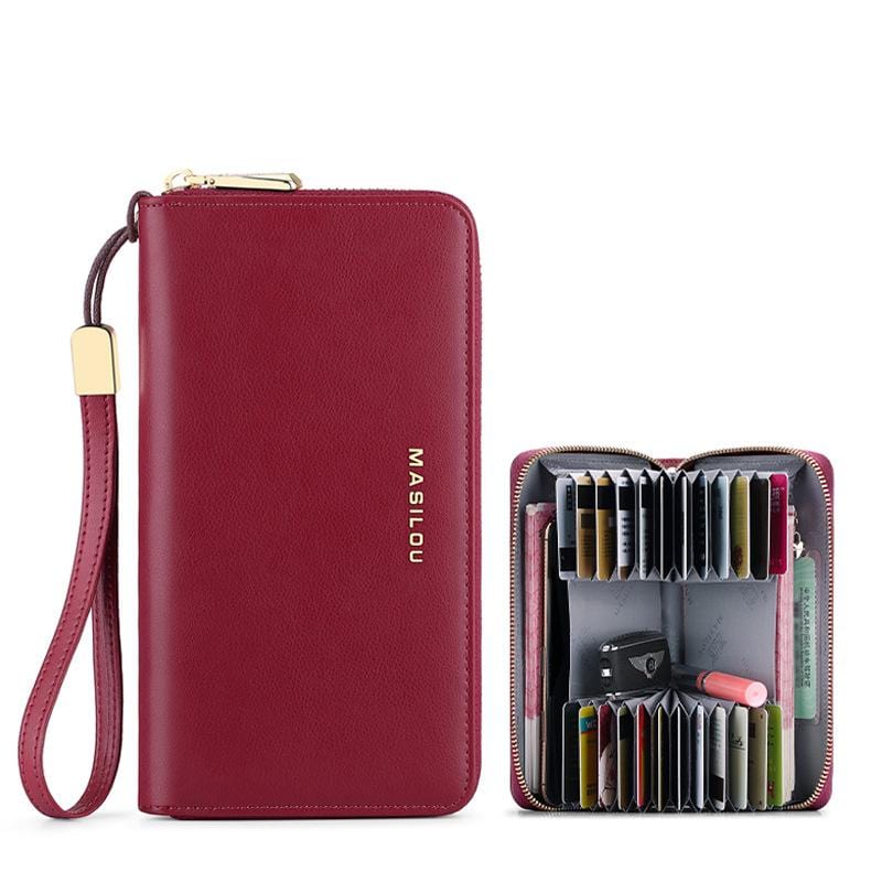 RFID Blocking Long Wallet Unisex PU Leather Card Holder