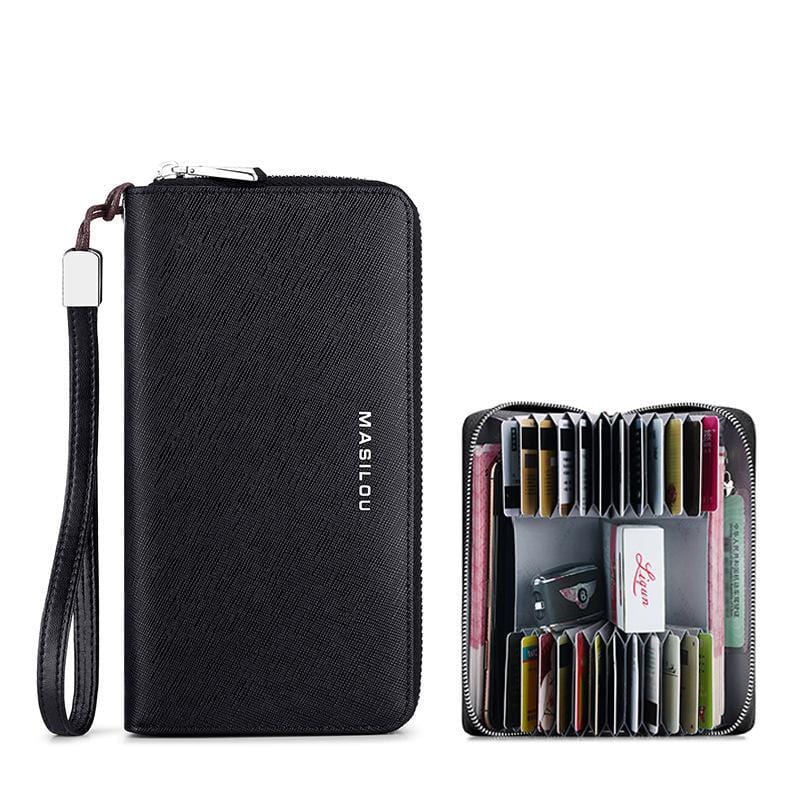 RFID Blocking Long Wallet Unisex PU Leather Card Holder