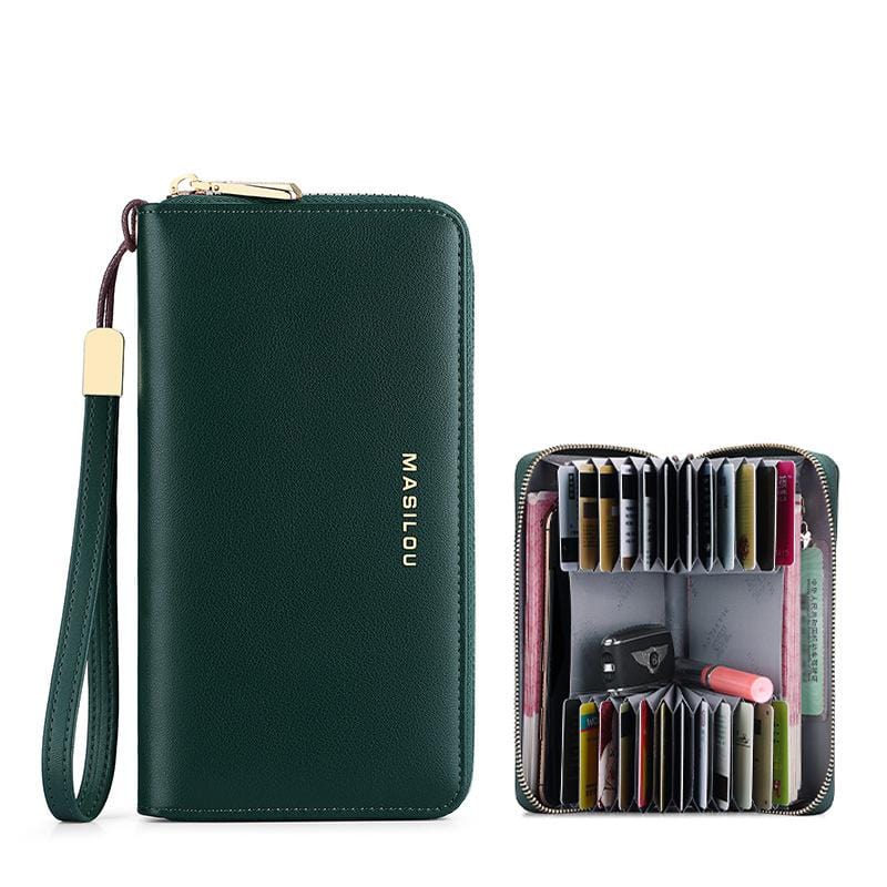 RFID Blocking Long Wallet Unisex PU Leather Card Holder