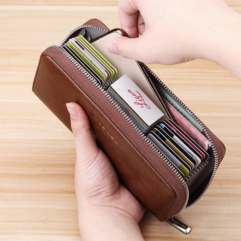 RFID Blocking Long Wallet Unisex PU Leather Card Holder