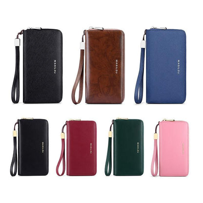RFID Blocking Long Wallet Unisex PU Leather Card Holder
